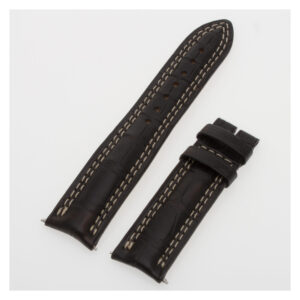 Jaeger-LeCoultre black matte alligator strap with beige / ecru stitch (18x16)