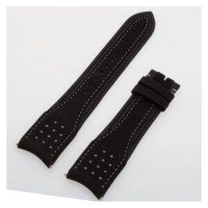 Jaeger-LeCoultre black calfskin strap w/perforated suede insert & stitch (24x21)