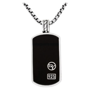 David Yurman silver chain with onyx pendant