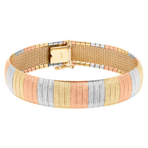 Fashionable 14k tri-color flex bangle