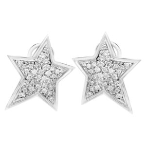 Diamond star earrings in 14k white gold