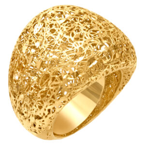 Textured domed ring in 18k