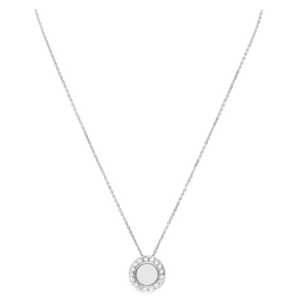 Diamond circle pendant in 14k white gold on a 16" long chain. 0.35 carats