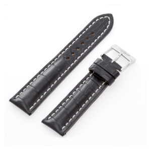 Breitling black crocodrile strap with stainless steel tang buckle (22x20)