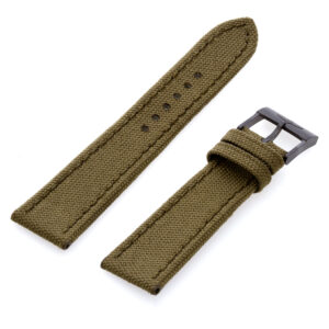 Breitling green military canvas strap with black steel tang buckle(24x20)