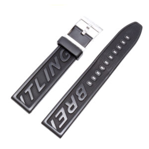 Breitling black rubber strap with stainless steel tang buckle 22x20