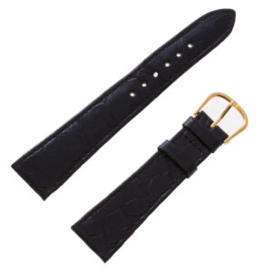 Rolex black thin geneva crocodile strap with generic gold filled buckle (20mm x 16mm)