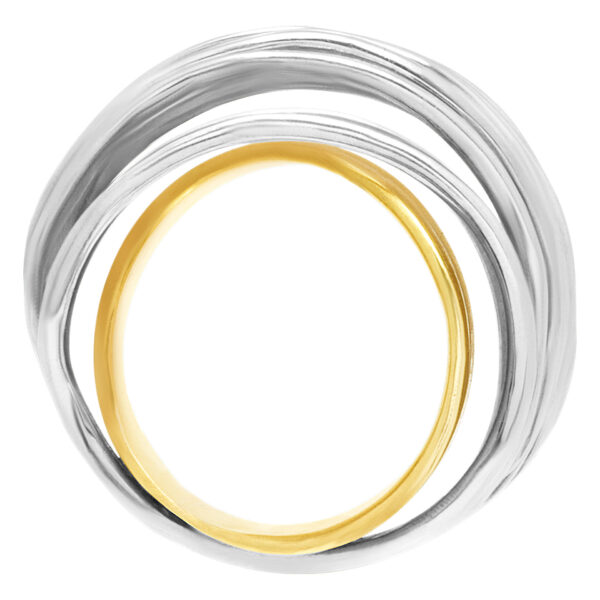 8 row two tone ring in 18k white and yellow gold