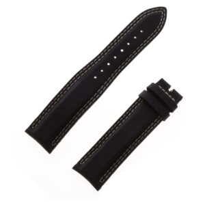 Jaeger LeCoultre black calf skin strap with white stitching accents (21mmx18mm)