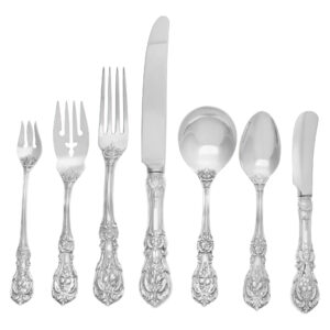 "Francis I" Sterling Silver Flatware Set patented in 1907 by Reed & Barton- 7 Place Setting for 12 + 10 Serving Pieces -Over 4000 grams sterling silver.