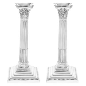 Tiffany and Co Scheffield, Sterling Silver Pair of Candle Holders, circa 1981