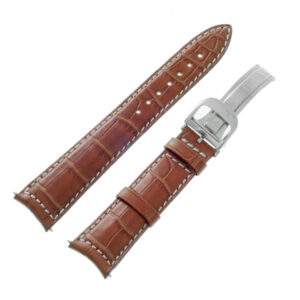 Jaeger LeCoultre brown alligator strap with steel deployment buckle (19mm x 16mm)