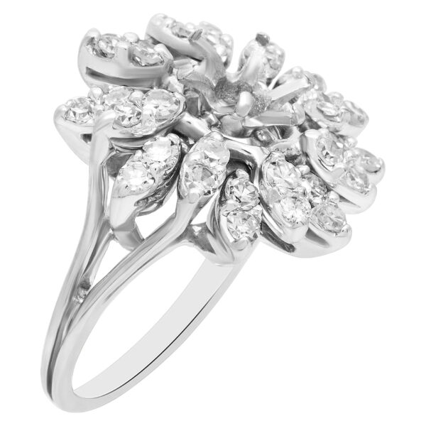 Diamond Snowflake setting in 14k white gold. 1.00 carats. (I-J color, SI clarity)