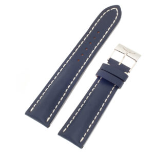 Breitling blue calfskin strap with white stiching and stainless steel tang buckle (24x20)