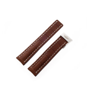 Breitling light brown alligator strap with white stitching with deployant clasp (22mm x  19 mm)