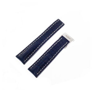 Breitling navy crocodile strap with white stitching and deployant clasp (24mm x 18mm)