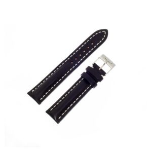 Breitling black leather strap with white stitching and tang buckle (20mm x 18mm)