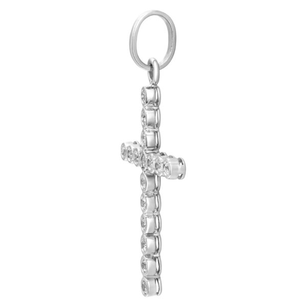 Diamond cross pendant in 14k white gold, approximatelty 4 carats.