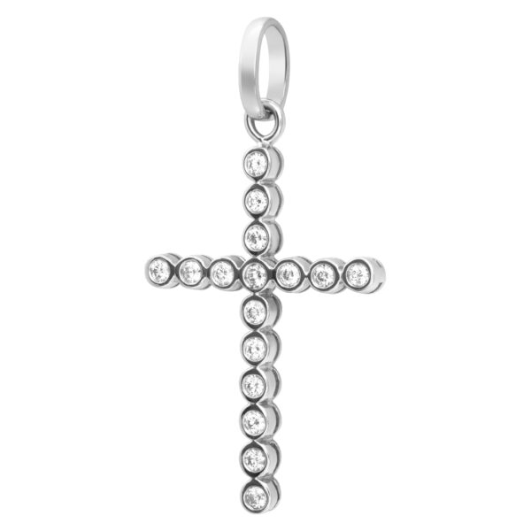 Diamond cross pendant in 14k white gold, approximatelty 4 carats.