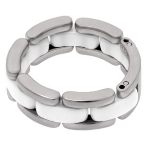 Chanel ultra white ceramic 18k white gold flex bar band