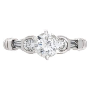 Gia certified round brilliant diamond 0.79 carat (H color, I2 clarity) ring