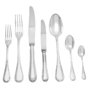 RUBAN heavy French Silver "Menagere" patented by Cristofle in 1926-  8 place setting for 12-