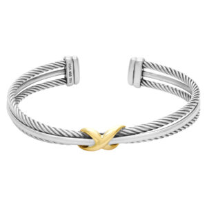 David Yurman crossover x bangle/cuff in 18k gold and sterling silver