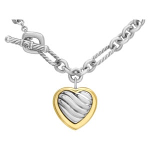 David Yurman cable heart figaro chain necklace in 18k and sterling silver