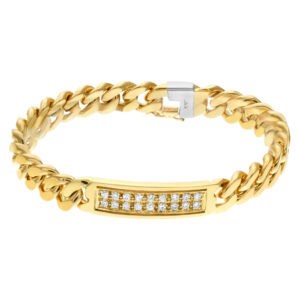 Classic bracelet in 18k yellow gold with 18 round diamond accents