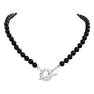 Tiffany & Co. onyx bead necklace with sterling silver toggle clasp