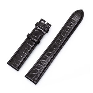 Omega slim shiny black alligator strap 18x16