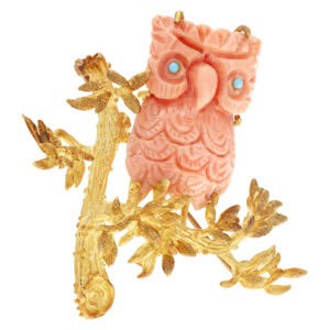 Owl pin in 14k yellow gold