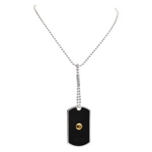 Gucci black dog tag grammy award necklace in 18k & sterling silver