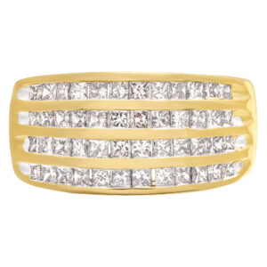 14k yellow gold band with over 1 carat in diamonds