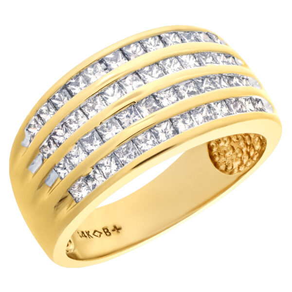 14k yellow gold band with over 1 carat in diamonds