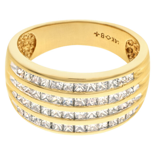 14k yellow gold band with over 1 carat in diamonds