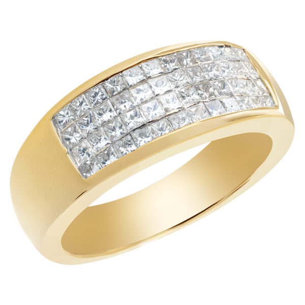 14k yellow gold ring with invisible set diamonds