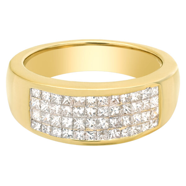 14k yellow gold ring with invisible set diamonds