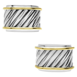 David Yurman Cable Cigar band cufflinks in sterling silver and 14k gold