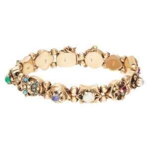 Vintage bracelet in 14k with precious & semi precious stones