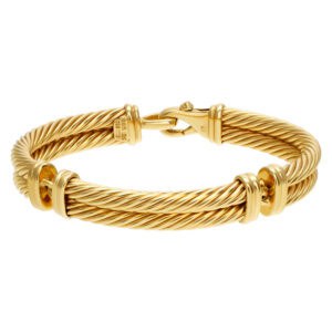 David Yurman double classic cable bracelet in 18k yellow gold