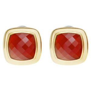 David Yurman "Albion" collection clip on/post earrings with square Madeira Citrine center.