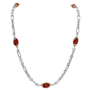 David Yurman figaro link carnelian bijoux necklace in 18k & sterling silver