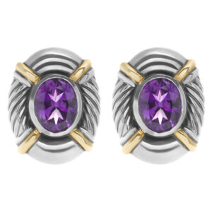 David Yurman Albion amethyst earrings in 14k gold and sterling silver