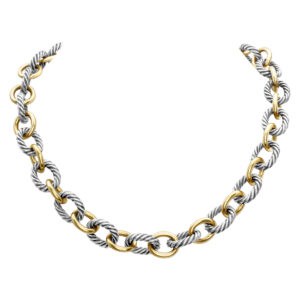 David Yurman cable classic gold and silver medium oval link chain necklace