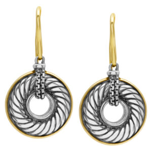 David Yurman cable disc earrings in 18k gold & sterling silver