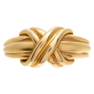 Tiffany & Co "X" crossover grooved ring in 18k gold