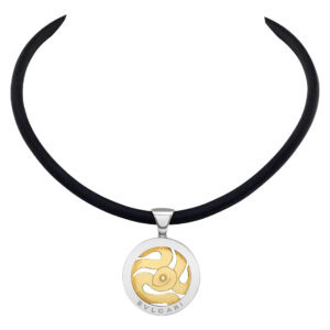 Bvlgari Serpenti logo tondo necklace in 18k gold and stainless steel