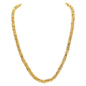 Opera length nautical link necklace in 14k yellow gold