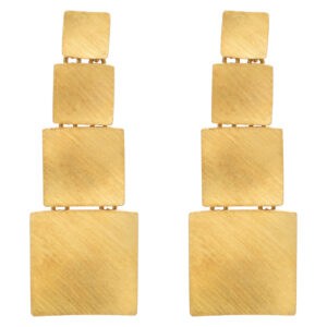 18k yellow gold cascading squares drop earrings